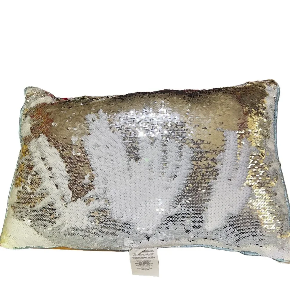 Disney Frozen 2 Magical Journey Silver Sequins Super Soft‎ Throw Pillow 24x16 in